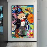 Alec Monopoly El Mundo es Tuyo Bolsa de Dinero Arte de Pared en Lienzo