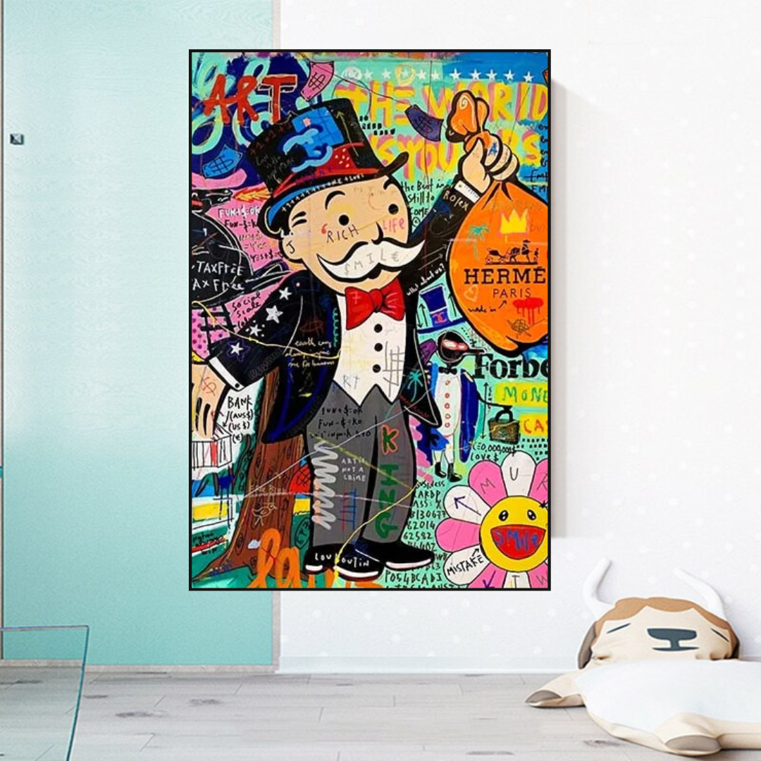 Alec Monopoly The World is Yours Money Bag Leinwand-Wandkunst