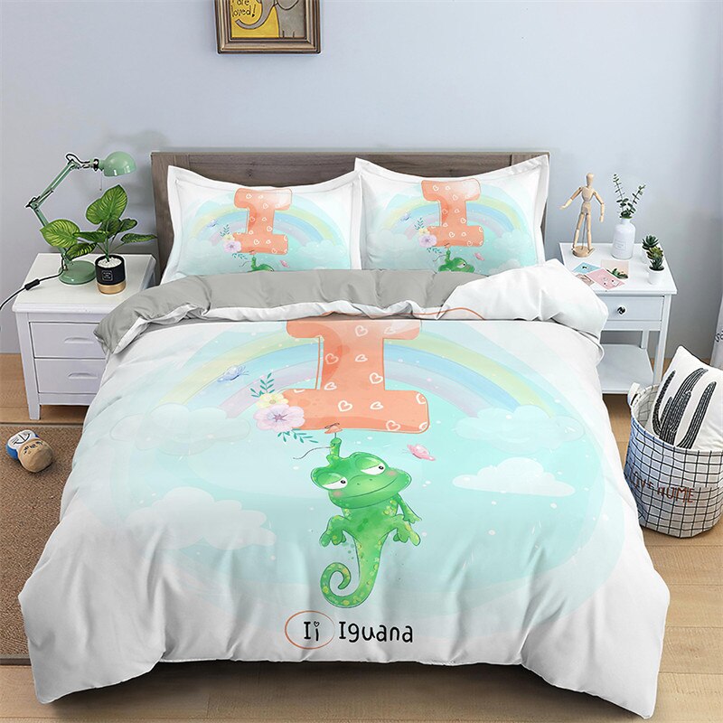 Alphabet Bedding Set - Letter I for Iguana - Kids Bedding