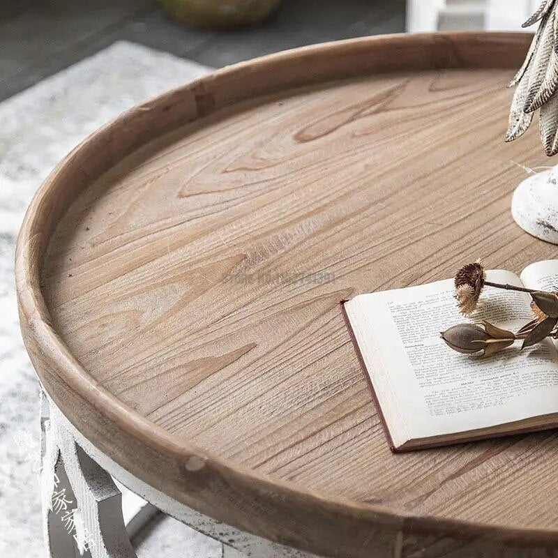 Ensemble de table basse américaine rétro en bois de chêne massif