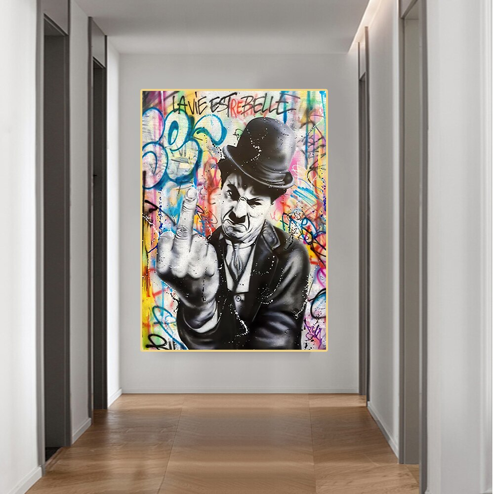 Leinwand-Wandkunst „Wütender Chaplin“.