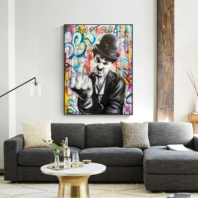 Angry Chaplin Canvas Wall Art