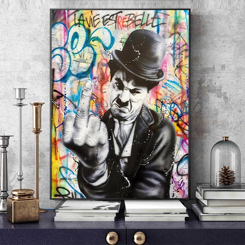 Angry Chaplin Canvas Wall Art