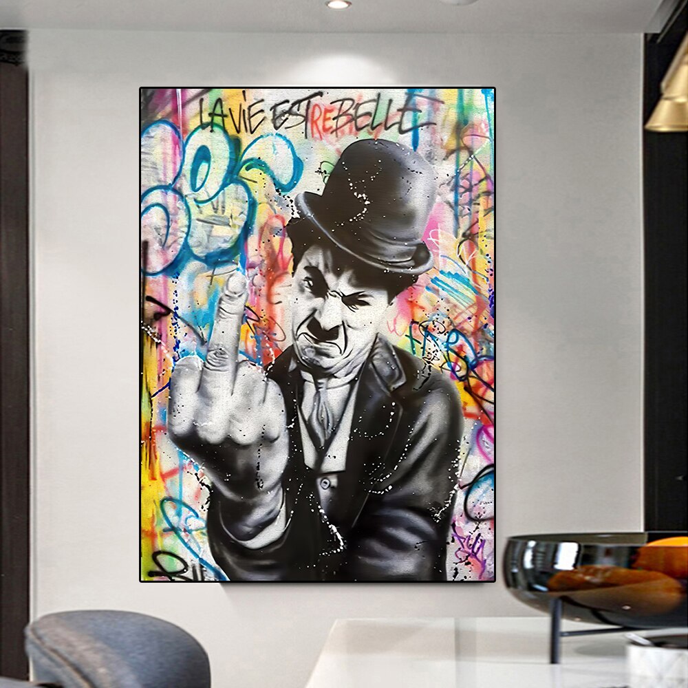 Angry Chaplin Canvas Wall Art