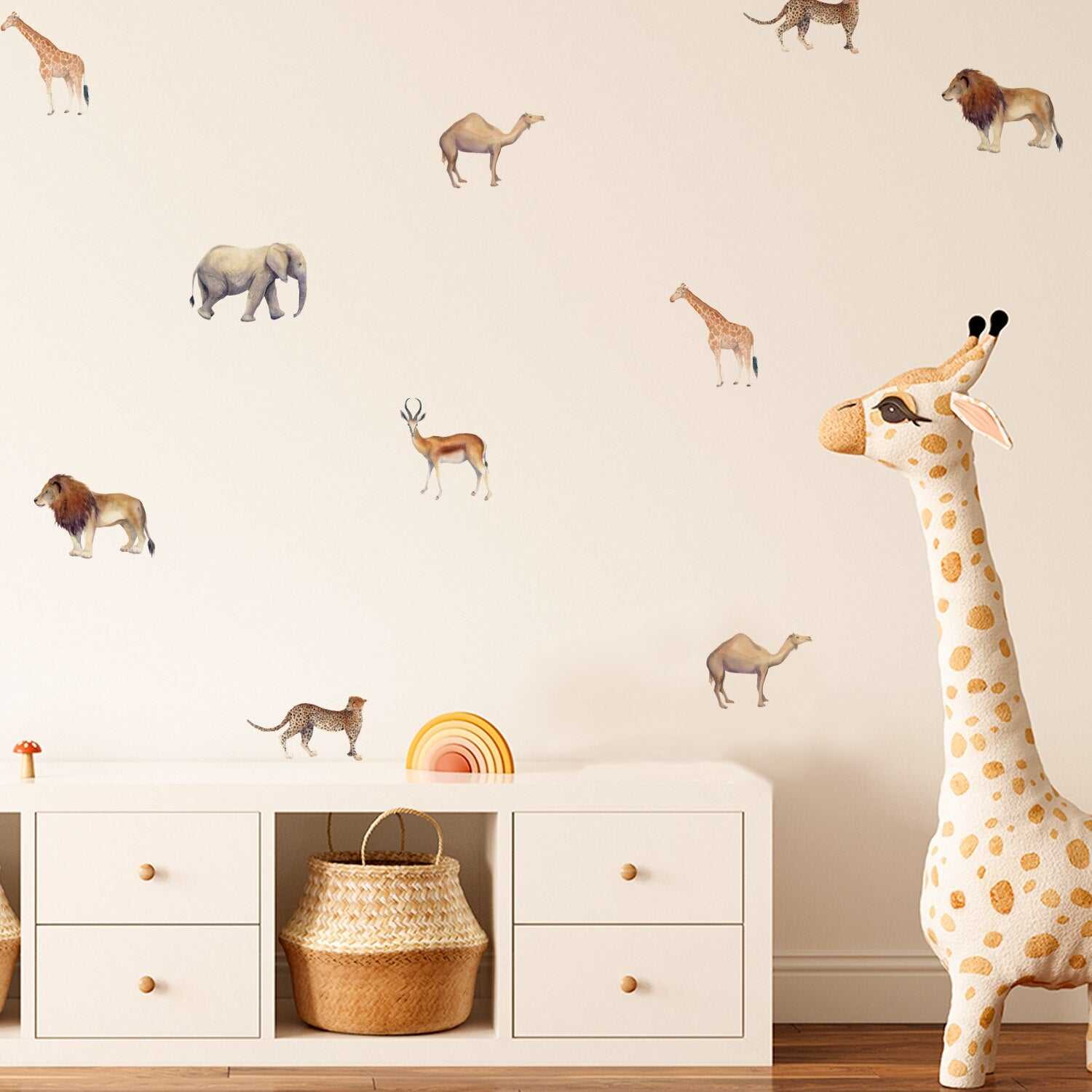 Animals Boho Leaves Kids Wall Stickers
