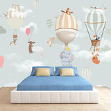 Animals Flying on Air Balloons Nursery Wallpaper