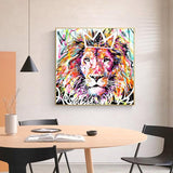 Animaux Graffiti Lion Avec Couronne Art Mural Sur Toile