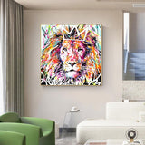 Animaux Graffiti Lion Avec Couronne Art Mural Sur Toile