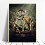 Animals Lions and Dogs Playing Billiards Canvas Wall Art