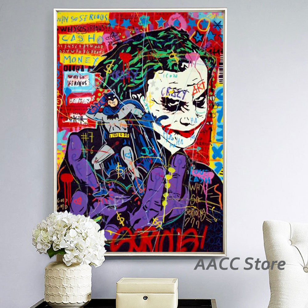 Art de graffiti de style anime art de mur de toile de joker