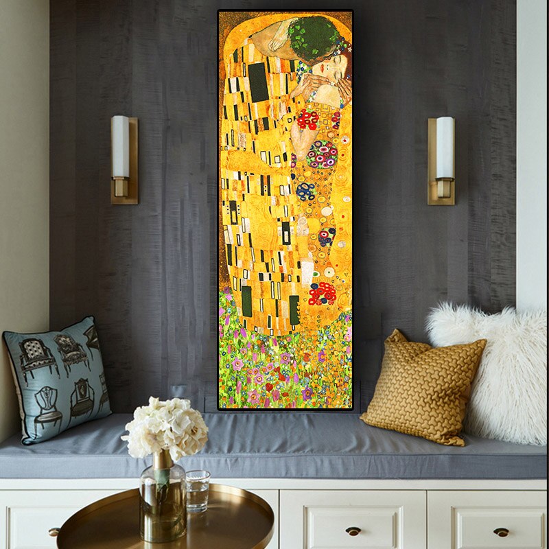 Künstler Gustav Klimt küsst Leinwand-Wandkunst 