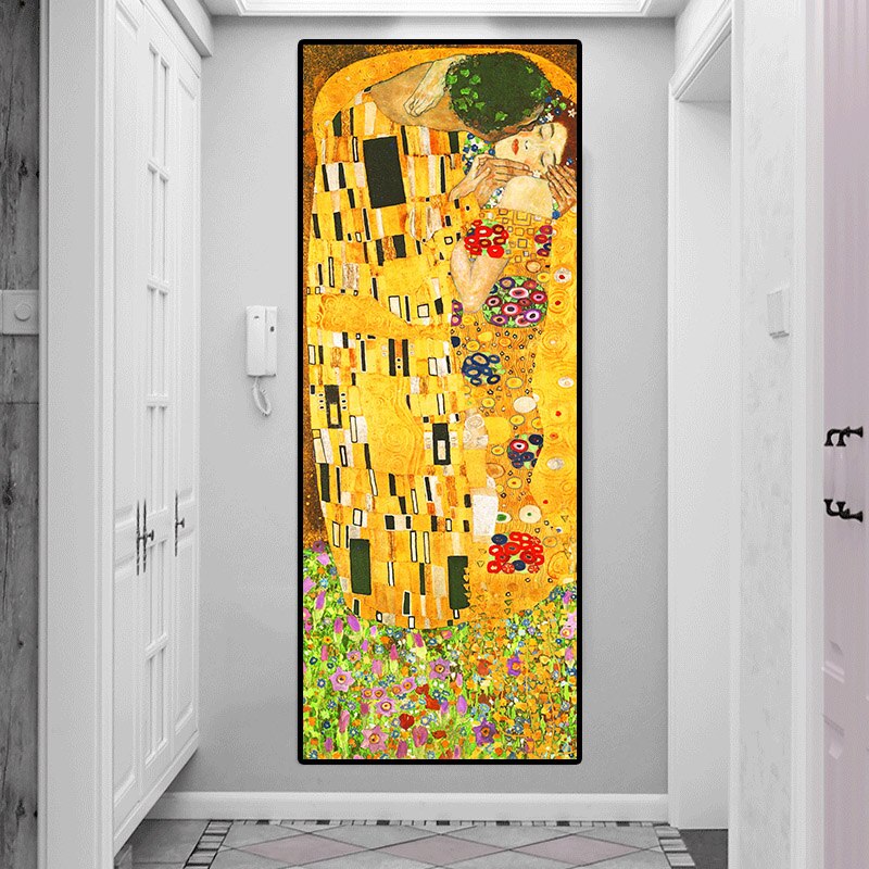 Artist Gustav Klimt kiss Canvas Wall Art