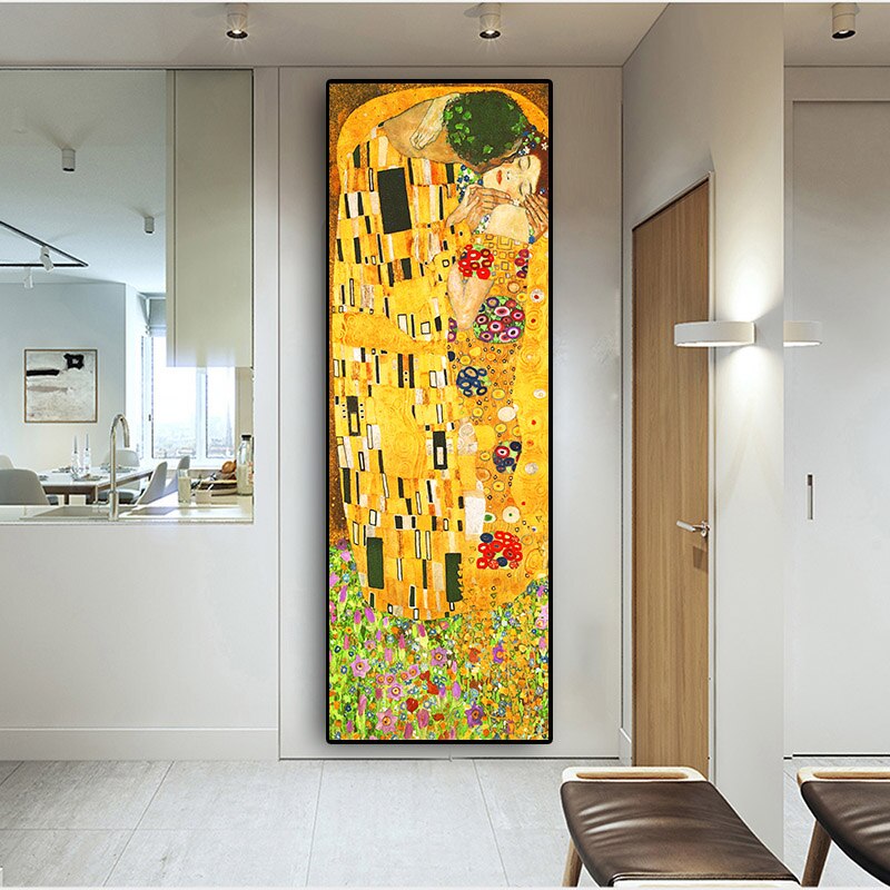 Artist Gustav Klimt kiss Canvas Wall Art