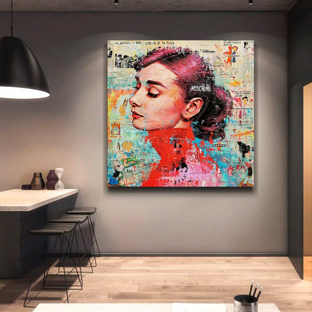 Art mural brossé Audrey Hepburn - Superbe décor