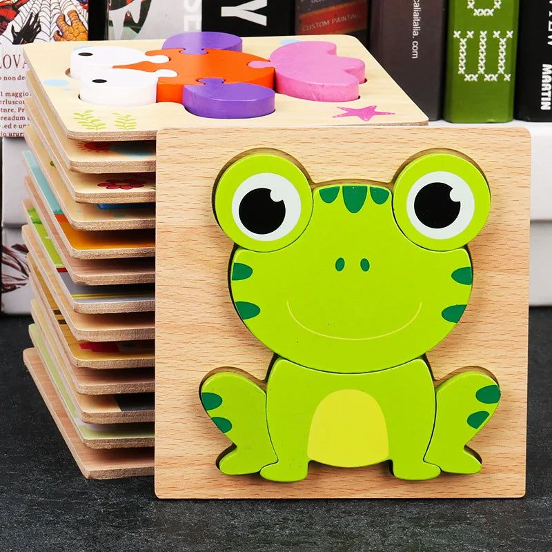 Baby 3D Wooden Puzzles Learning Animals