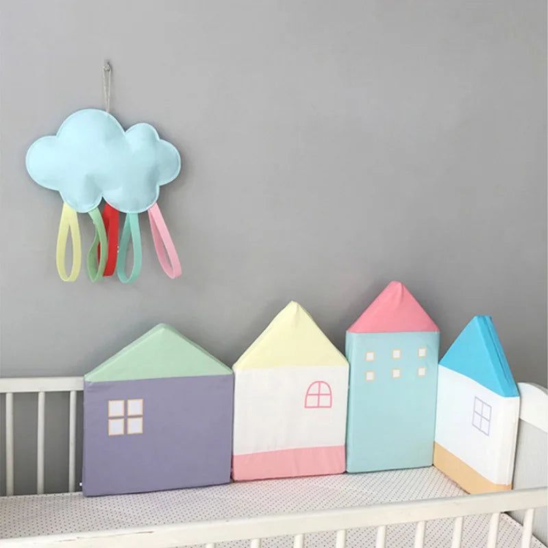 Baby Cot Bumper - Pastel Houses Theme