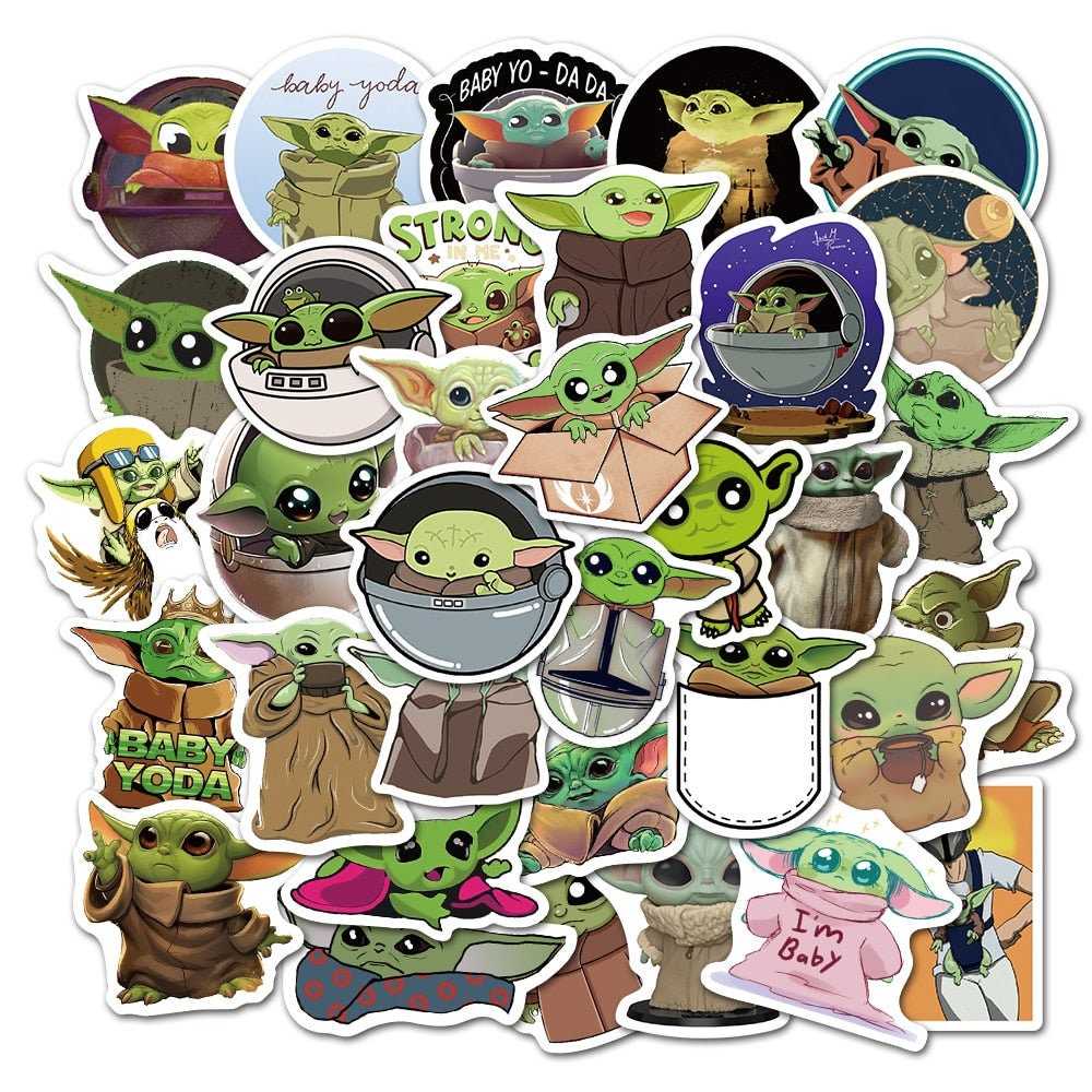 Baby Yoda Disney Movie Star Wars Stickers Pack | Famous Bundle Stickers | Waterproof Bundle Stickers