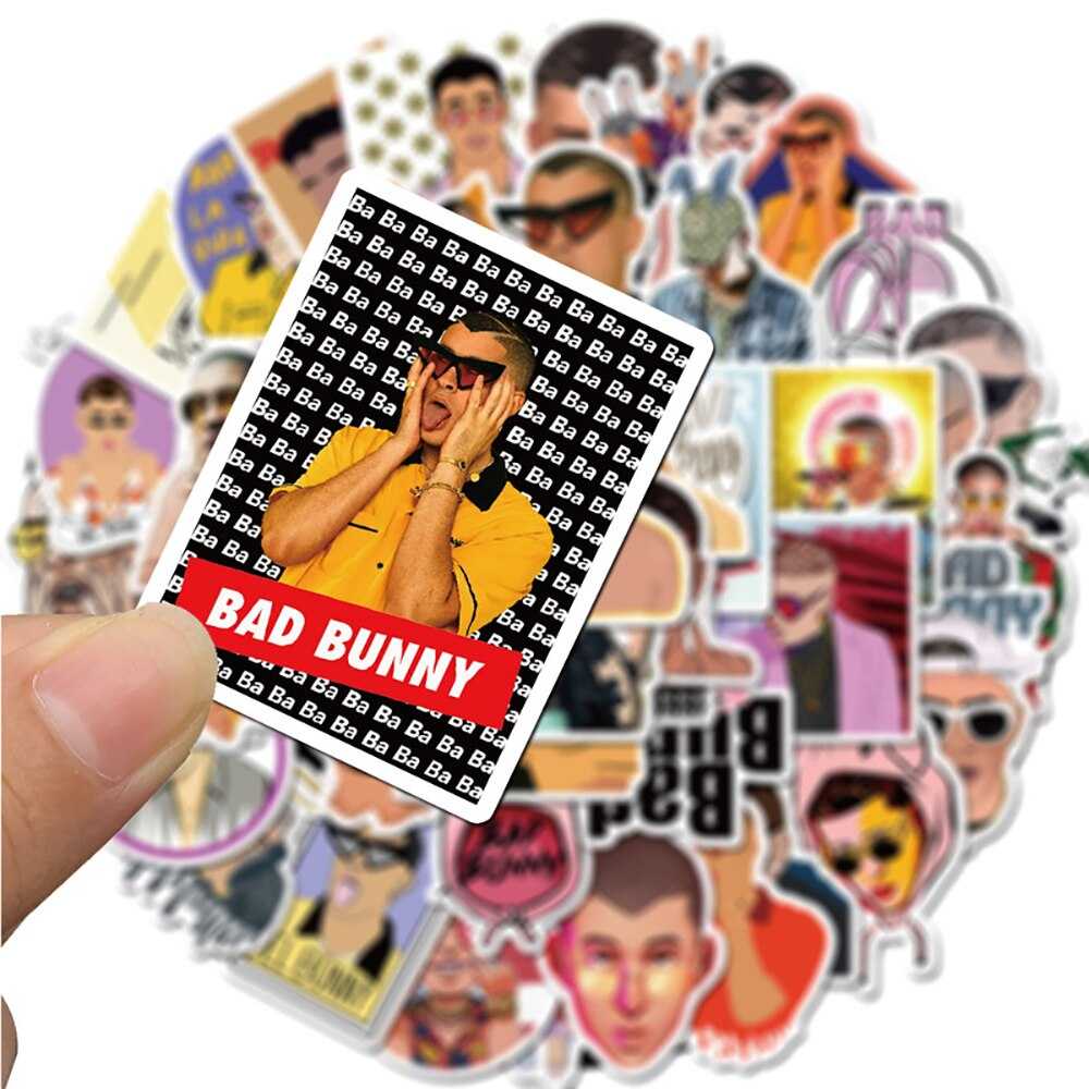 Singer Bad Bunny Travel Stickers Pack | Famous Bundle Stickers | Waterproof Bundle Stickers