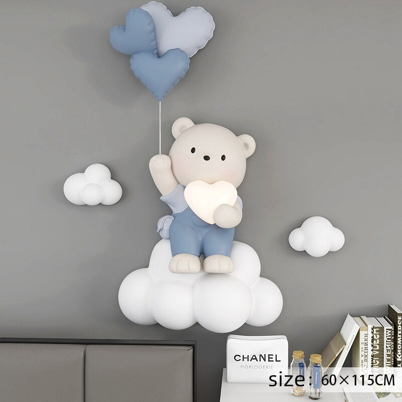 Balloon Bear Statue Wall Hanging Globe Light for Kids Room