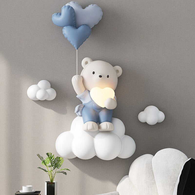 Balloon Bear Statue Wall Hanging Globe Light for Kids Room