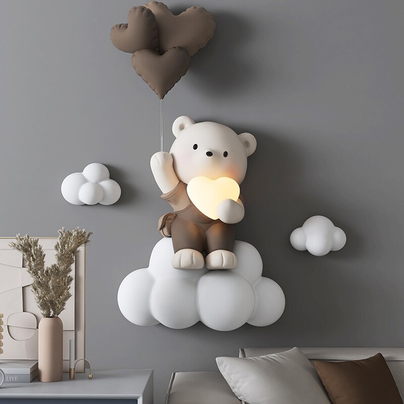 Balloon Bear Statue Wall Hanging Globe Light for Kids Room