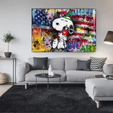 Banksy American: Snoopy Love Canvas Wall Art