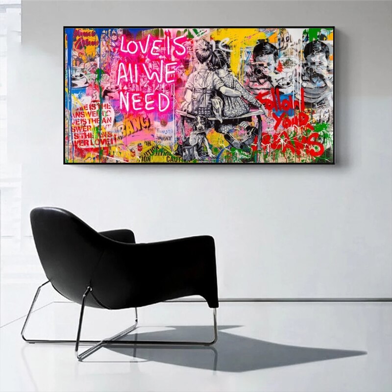 Banksy Art L'amour est tout ce dont nous avons besoin Art mural sur toile