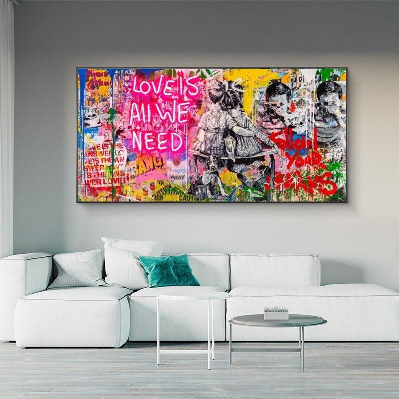 Banksy Art Love Is All We Need Canvas Wall Art