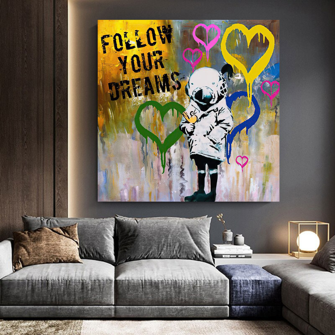 Banksy Follow Your Dreams Graffiti Canvas Wall Art