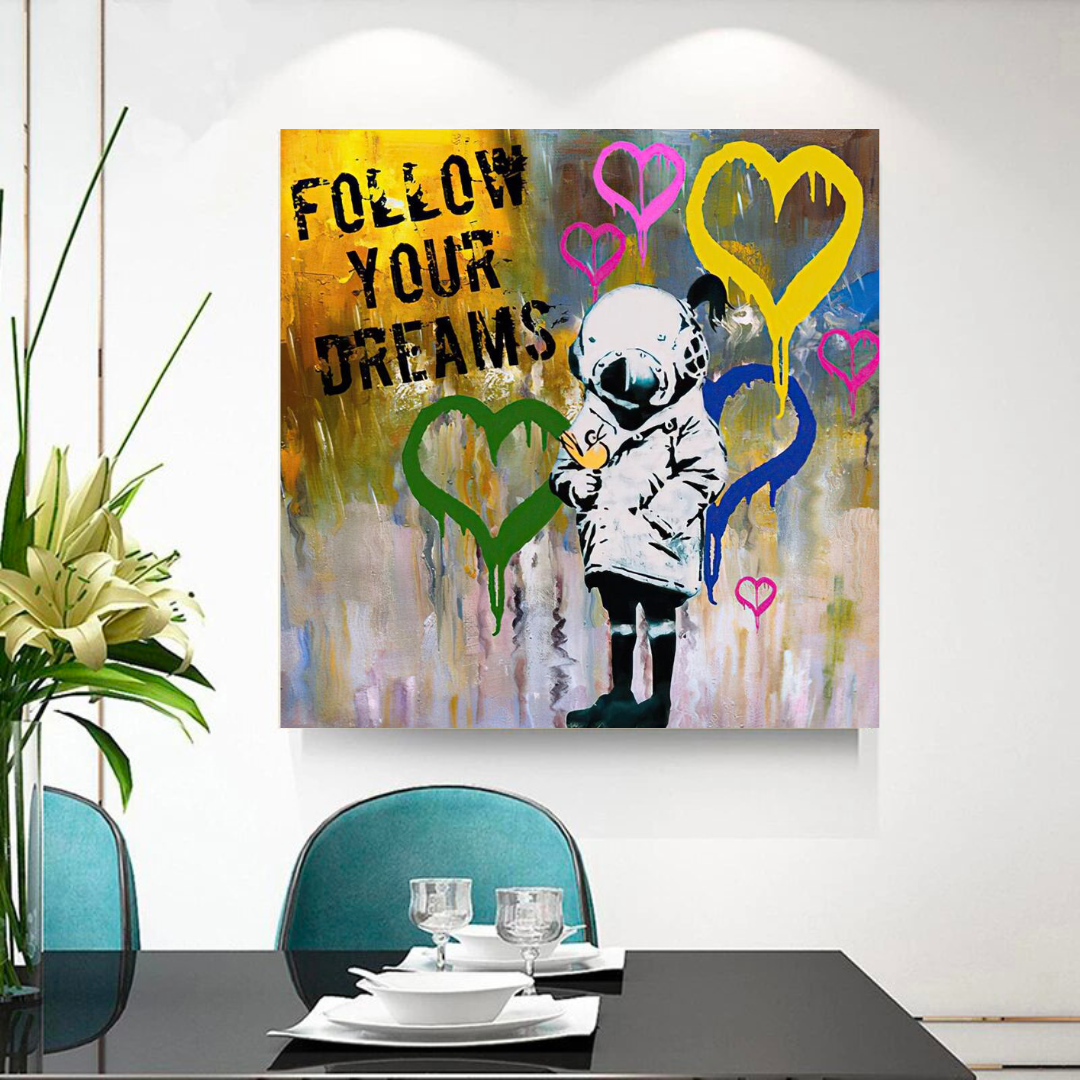 Banksy Follow Your Dreams Graffiti Canvas Wall Art