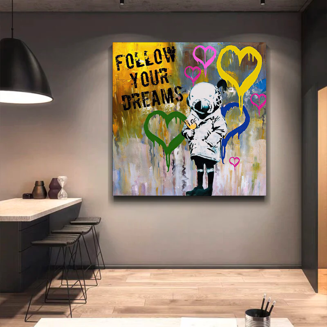 Banksy Follow Your Dreams Graffiti-Leinwandkunst