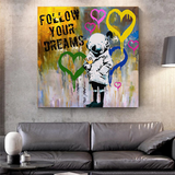 Banksy Follow Your Dreams Graffiti Canvas Wall Art