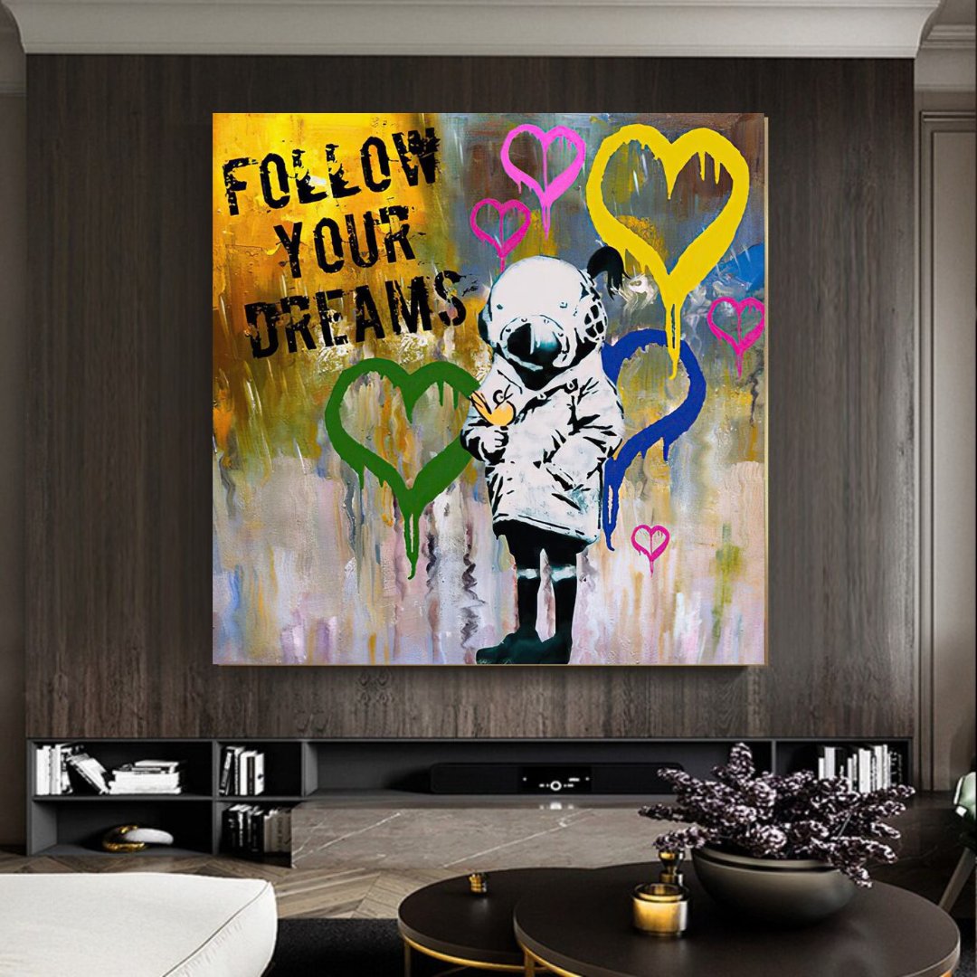 Banksy Follow Your Dreams Graffiti-Leinwandkunst