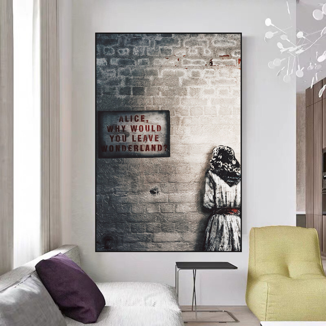 Banksy Graffiti Alice and Wonderland Canvas Wall Art