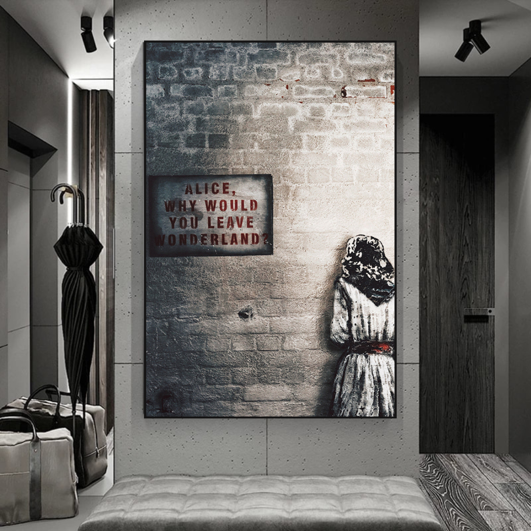 Banksy Graffiti Alice and Wonderland Canvas Wall Art