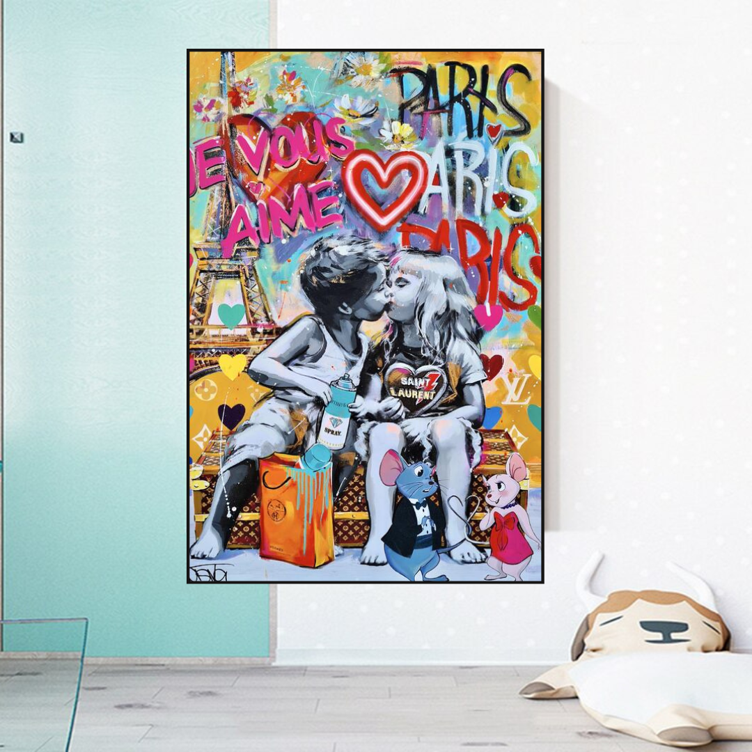 Banksy I Love You Paris Wall Art: Expressive Masterpiece