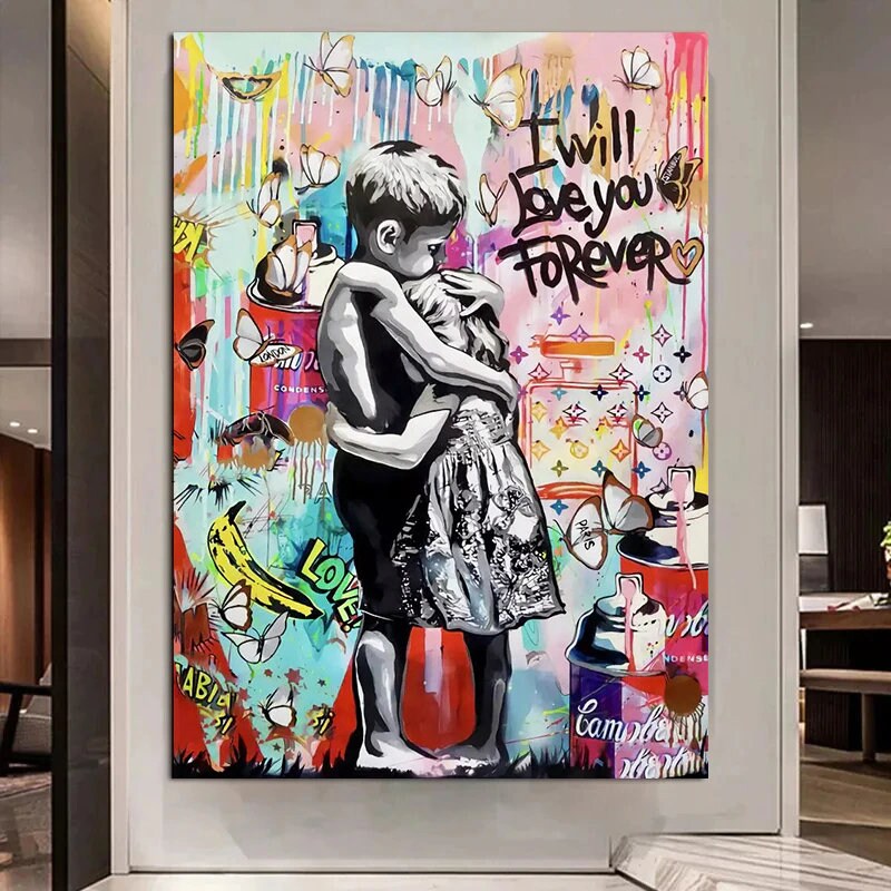 Banksy I will Love you forever Canvas Wall Art