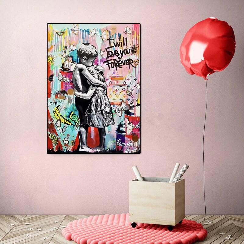 Banksy Je t'aimerai pour toujours Art mural sur toile