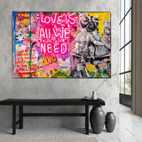 Banksy Love is all we need Canvas Wall Art