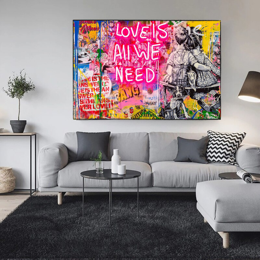 Banksy Love is all we need Canvas Wall Art