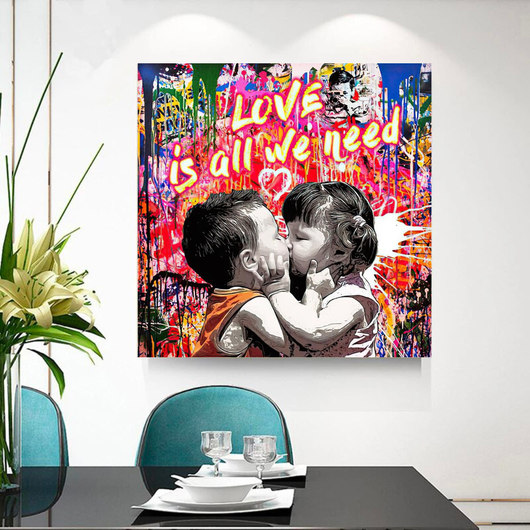 Banksy Love is all we need Graffiti Canvas Wall Art