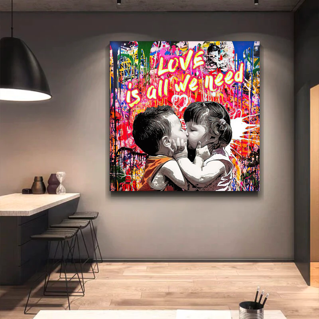 Banksy Love is all we need Graffiti Canvas Wall Art