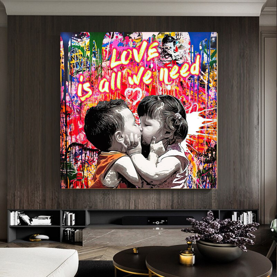 Banksy Love is all we need Graffiti Canvas Wall Art