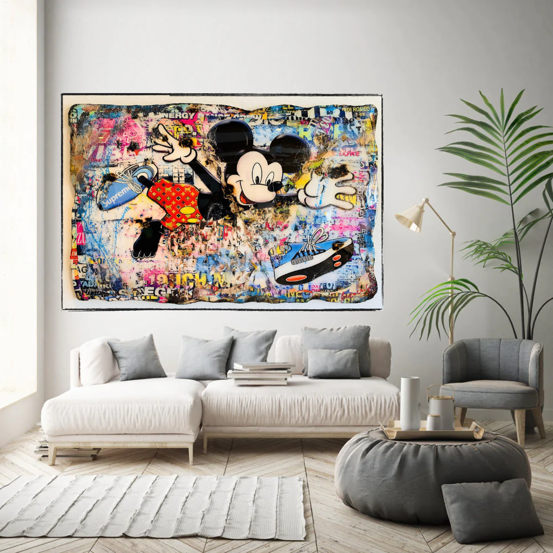 Banksy Mickey Mouse Supreme Canvas Wall Art