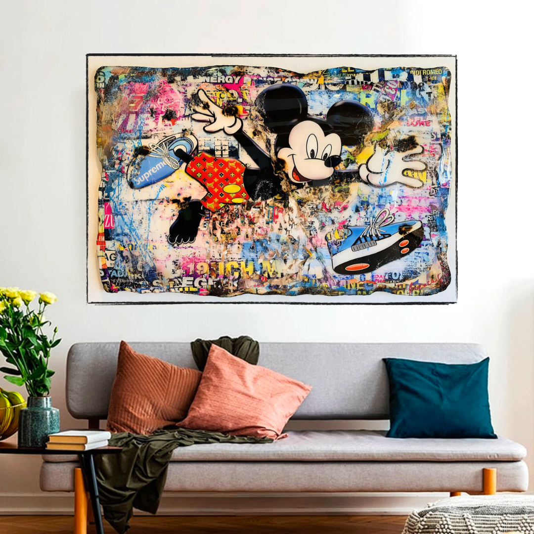 Banksy Mickey Mouse Supreme Canvas Wall Art