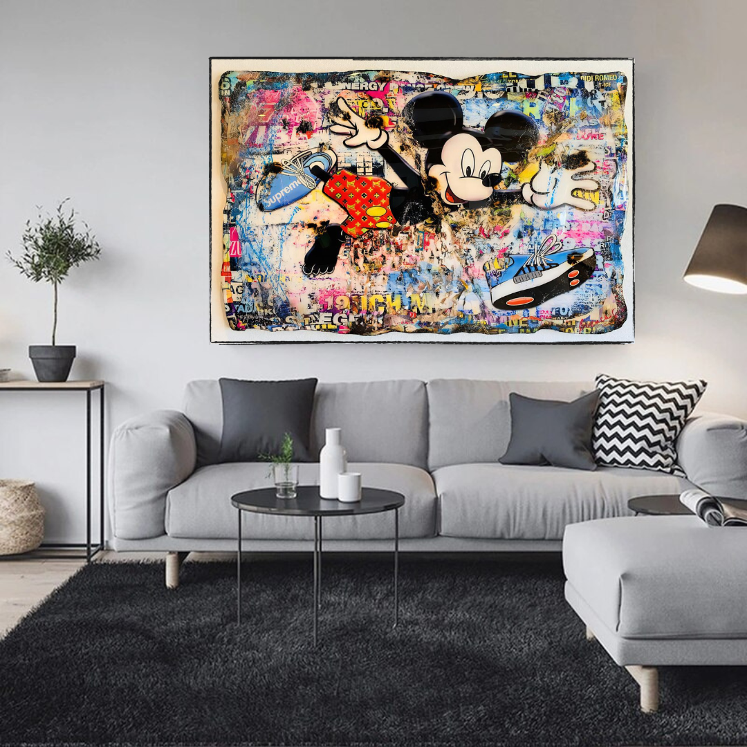 Banksy Mickey Mouse Supreme Canvas Wall Art