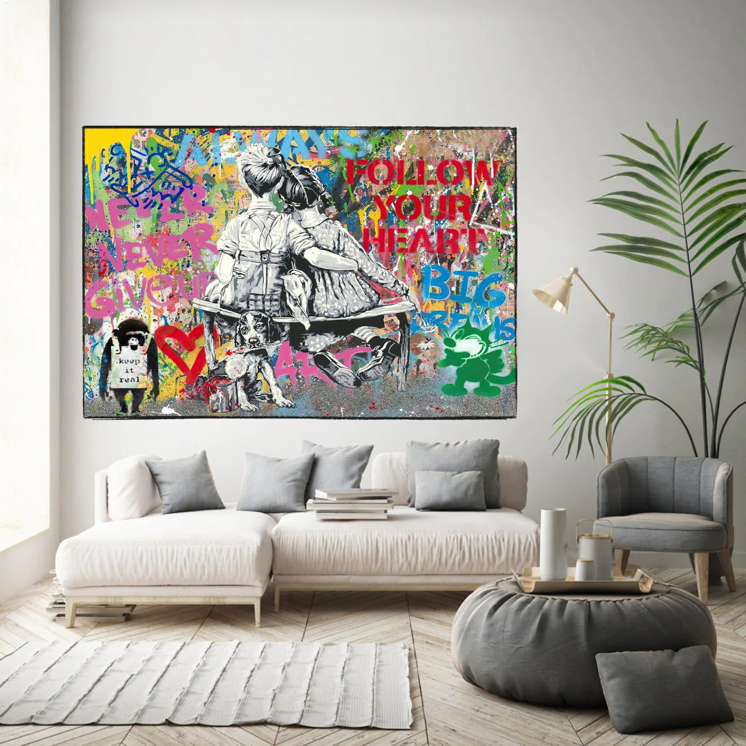 Banksy Never Give Up Follow Your Dreams Canvas Wall Art