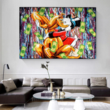 Décoration murale sur toile Banksy Scrooge McDuck et chien