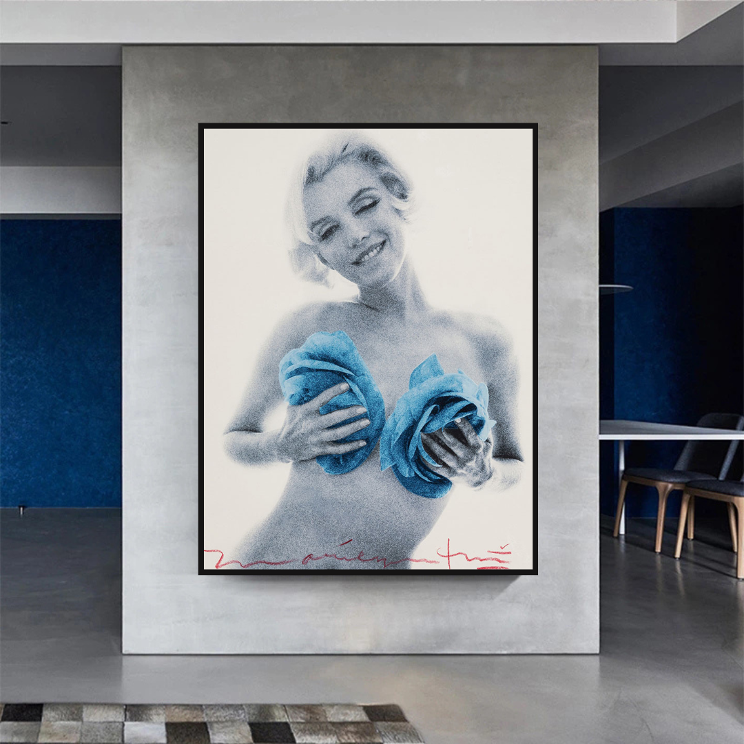 Blaue Blumen Marilyn Poster – Lebendige florale Kunstdrucke