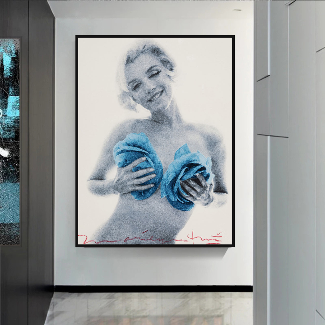 Blaue Blumen Marilyn Poster – Lebendige florale Kunstdrucke